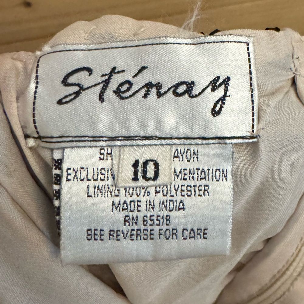 Vintage Stenay Size Small Beaded High Halter Scalloped Neckline Fancy Prom Gown - Picture 13 of 14